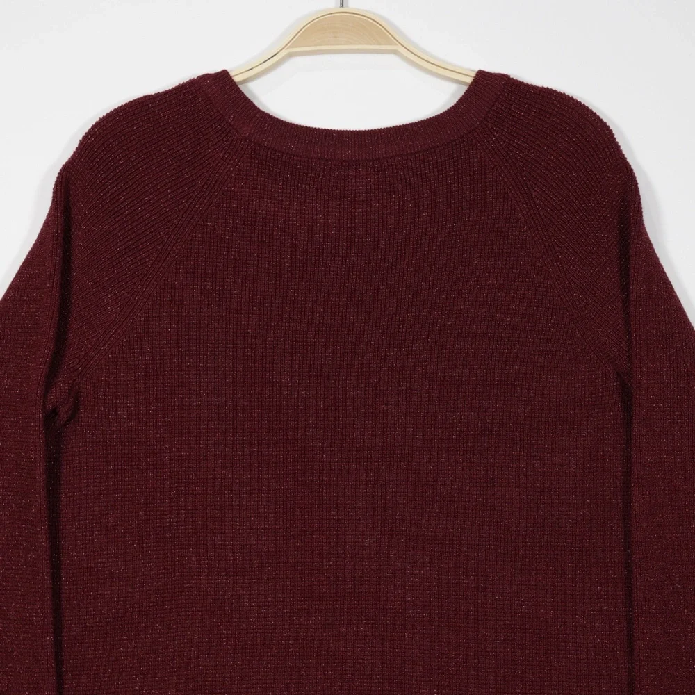 Liz Claiborne Women's Crew‎ Neck Long Sleeve Pullover Sweater Burgundy Size M - Picture 5 of 8